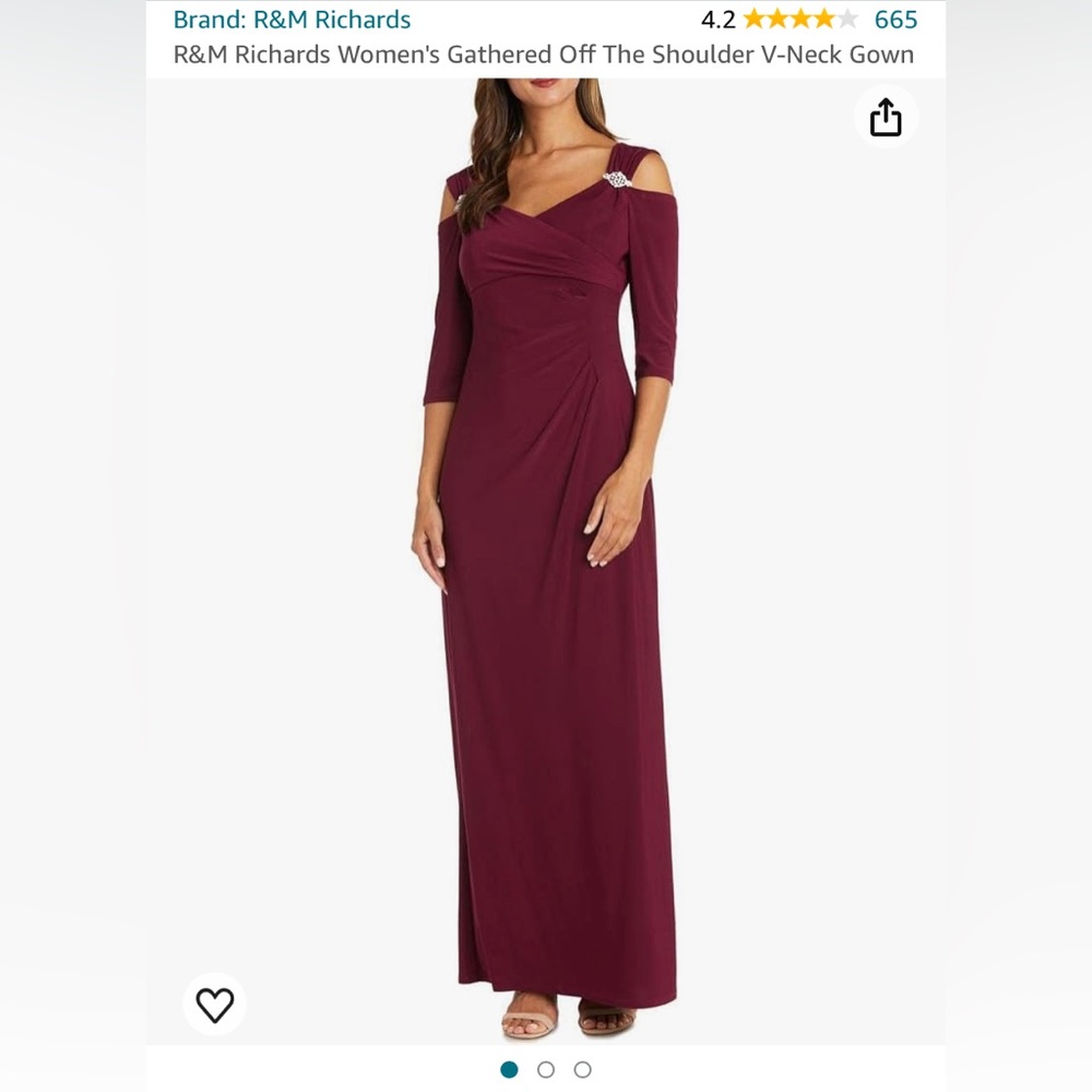Mother of the bride gown dress in maroon | v neck cold shoulder rhinestone